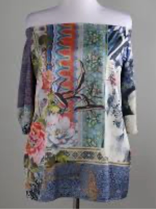 Chico's Tops - Chico’s Off Shoulder Asian Silky Floral Top Sz 3 or XL